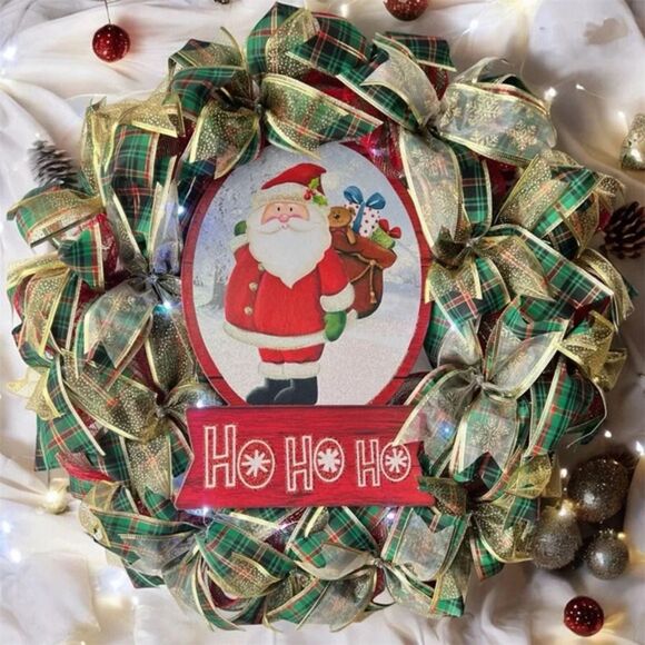 Light up! - Handmade Christmas wreath old fashioned “merry Christmas wreath - Picture 1 of 4